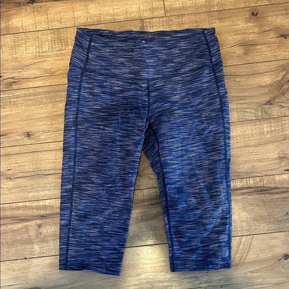 Athleta Blue Striped Crop Leggings